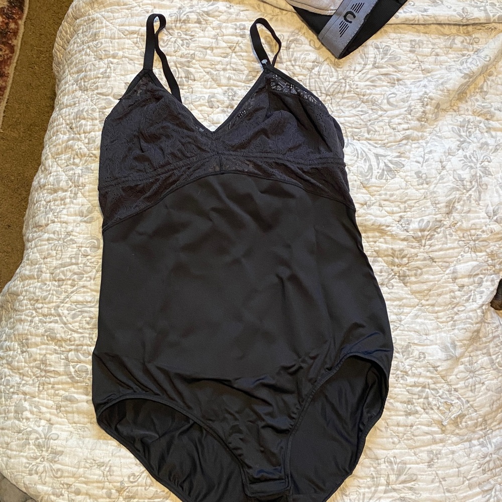 Black Lace One-Piece shape where size large never used